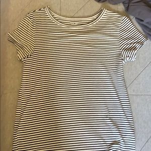 Black and white striped short sleeved shirt